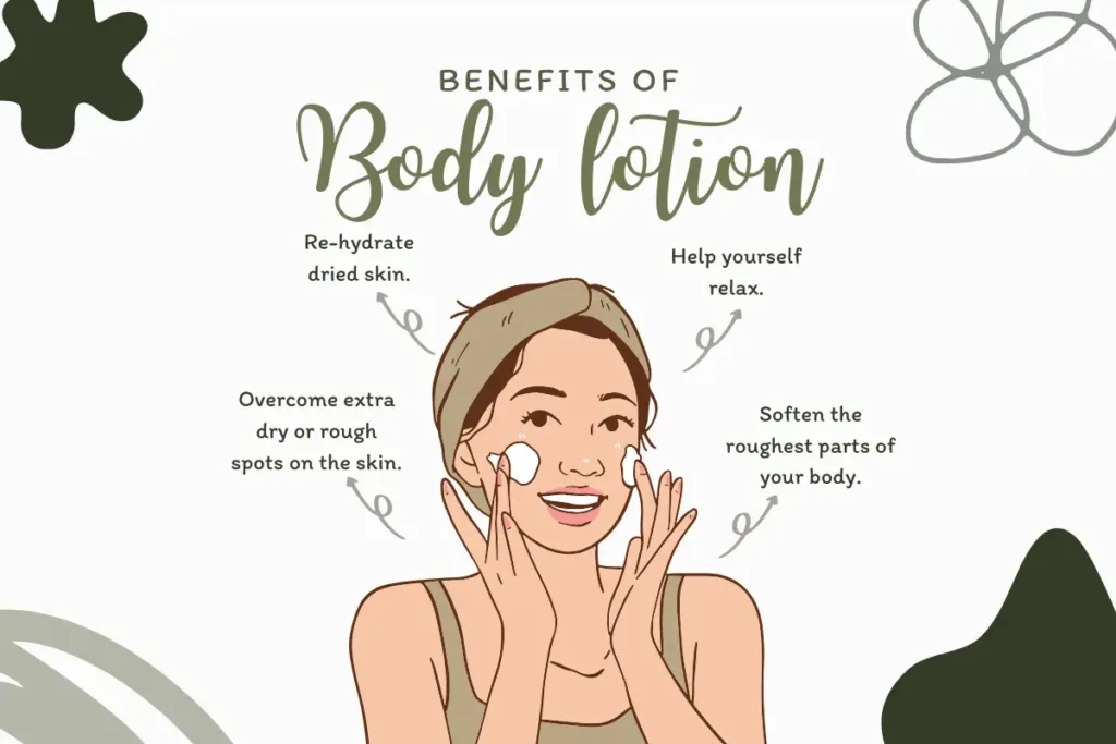 Benefits of homemade body lotion including hydration, relaxation, and softening dry skin.