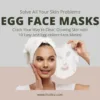 Smiling woman applying egg face mask at home for glowing skin – discover 10 easy DIY egg face mask remedies to solve all skin problems with Hudira.