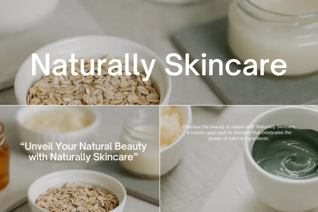 Natural skincare products for teens with oats, clay, and cream promoting clean beauty.
