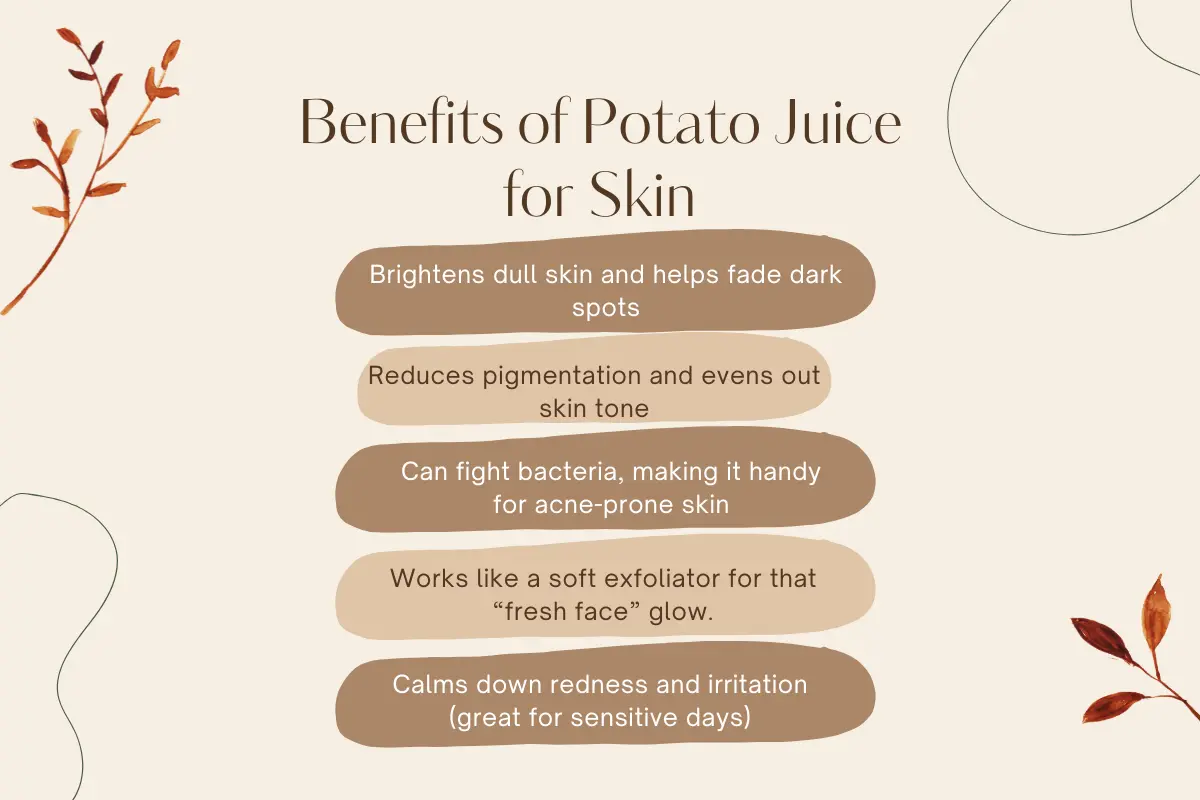 Benefits of potato juice for skin – natural remedy that brightens dull skin.