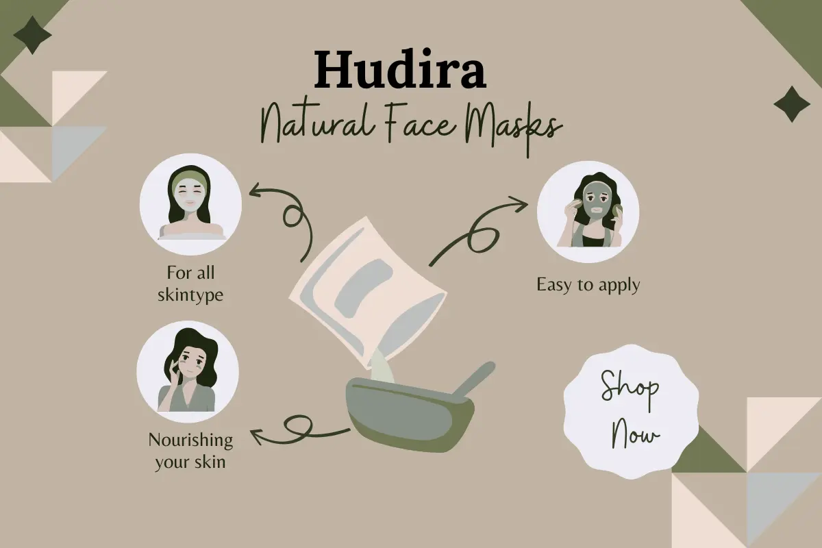 Hudira natural face masks for glowing skin – nourishing, easy to apply, suitable for all skin types, shop now.