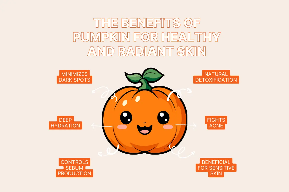 Benefits of pumpkin for skin – natural detox, hydration, dark spot reduction, acne control, sebum balance, and sensitive skin care.