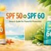 SPF 50 vs SPF 60 sunscreen comparison showing protection levels for healthy skin