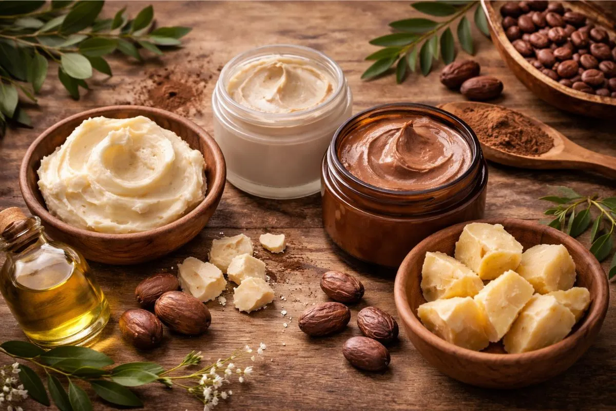 Natural beauty with cocoa butter and shea butter