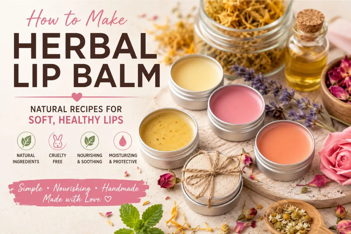 DIY herbal lip balm recipe for soft hydrated lips