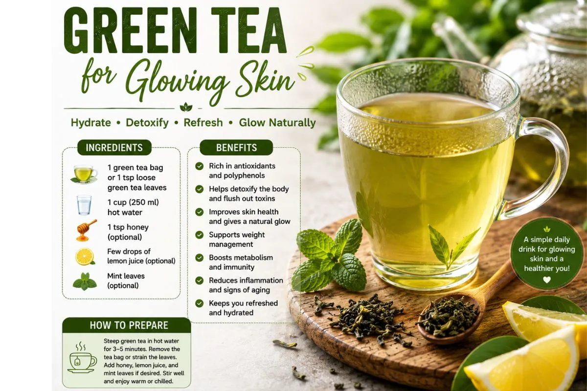 Green Tea for Oily Summer Skin Face Glow Drink