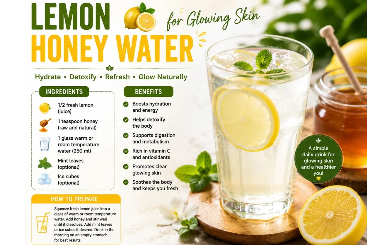 Lemon and Honey Water Best Juice for Skin Glowing