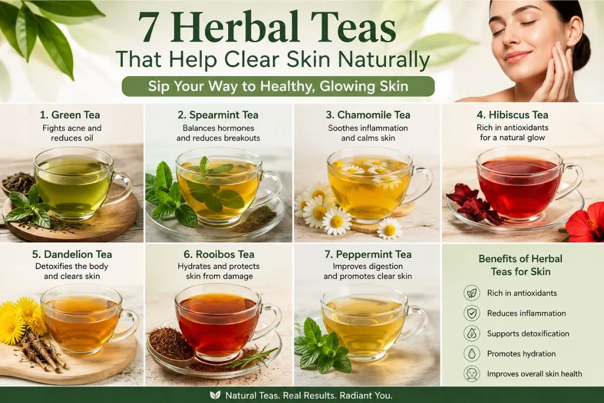 7 Herbal Teas that help clear skin naturally