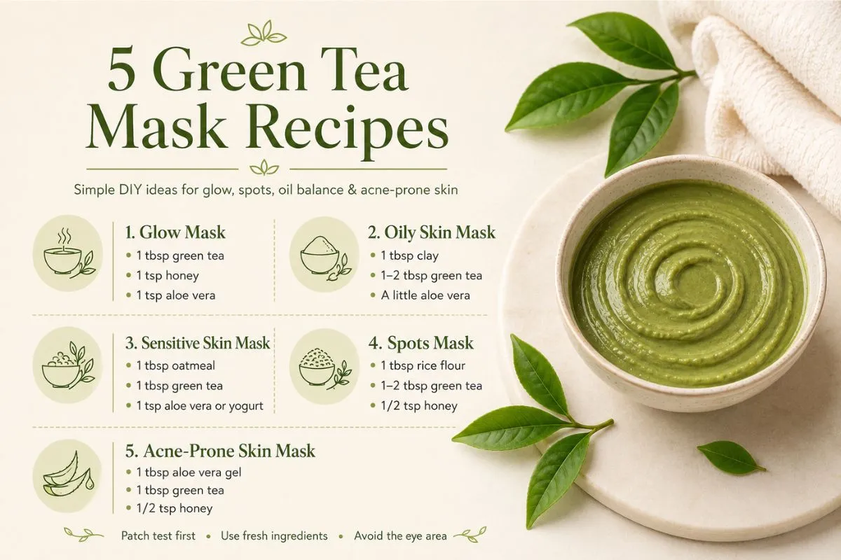 Green Tea Mask Recipes for Skin Glow, Spots & Oil Balance