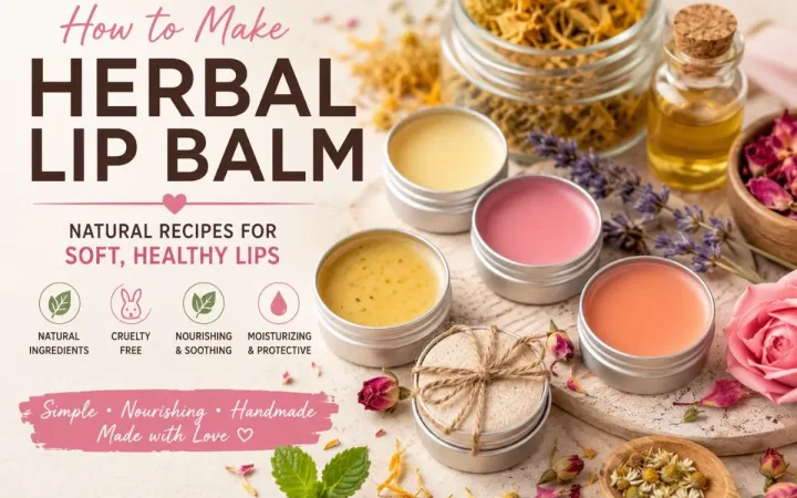 DIY herbal lip balm recipe for soft hydrated lips